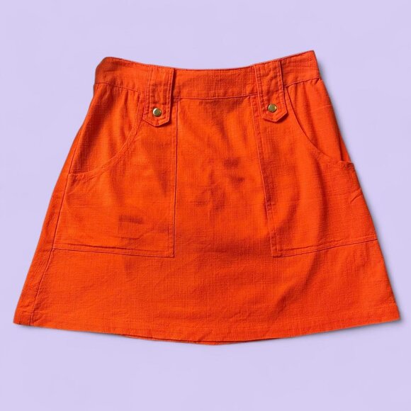 Topshop Orange Linen Blend Mini Skirt, Size 0 - Picture 1 of 6